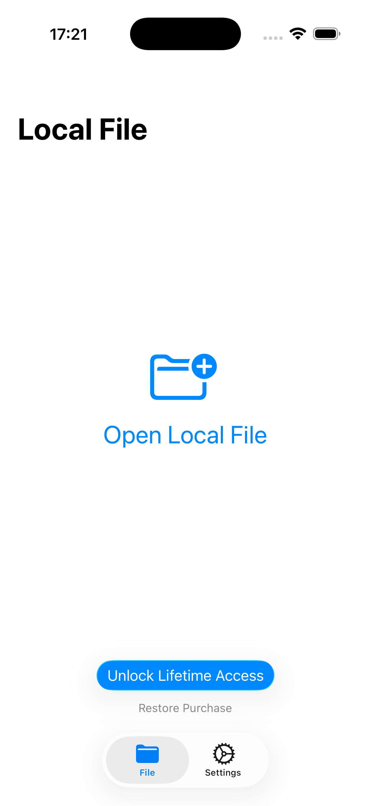 Open local file screen